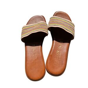 Italian‎ Shoemakers Women's Slide Sandals 9.5 Multi Color Beaded Casual Shoes